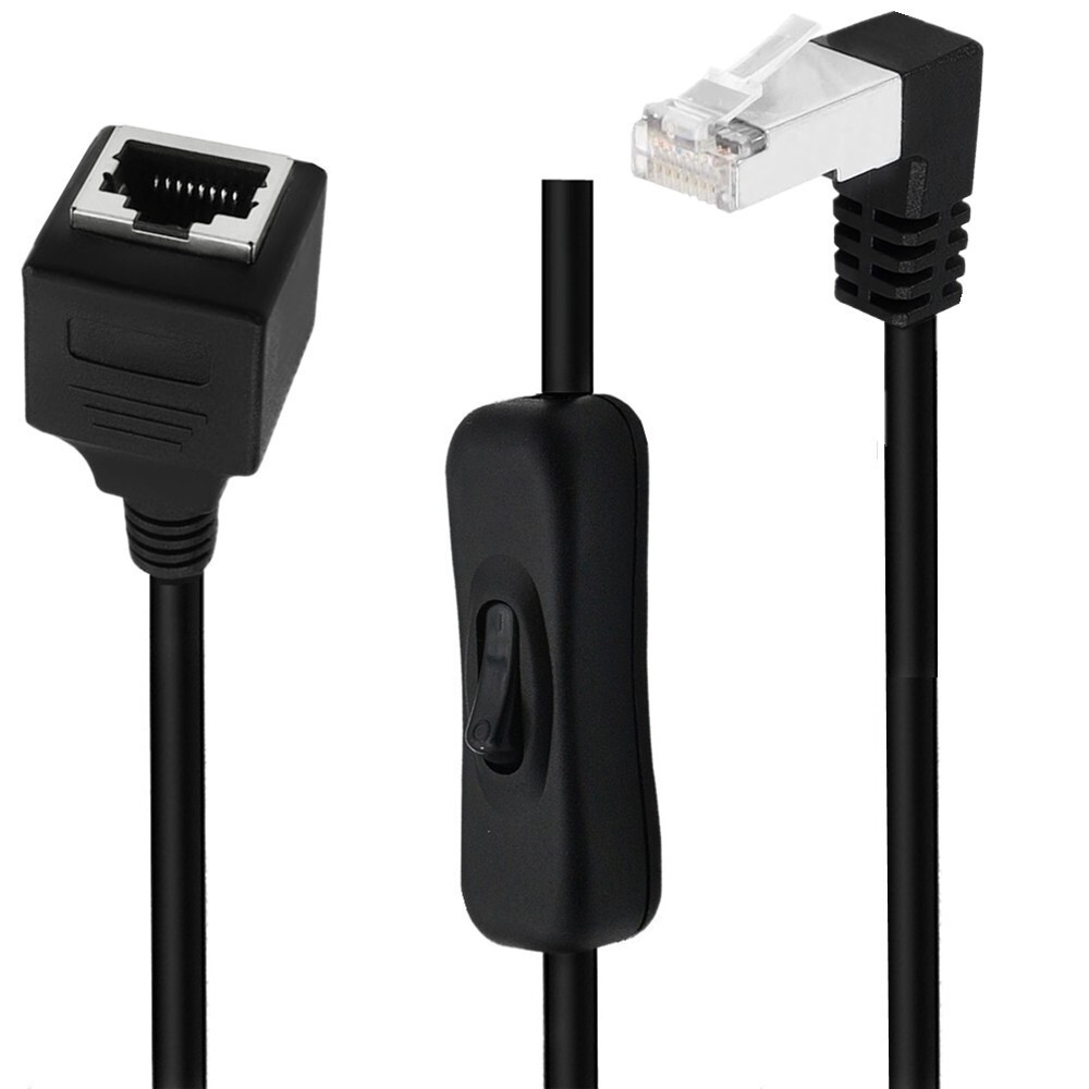 RJ45 Male To Female Extension Cable CAT6e Ethernet Connector W/h ON/OFF Switch