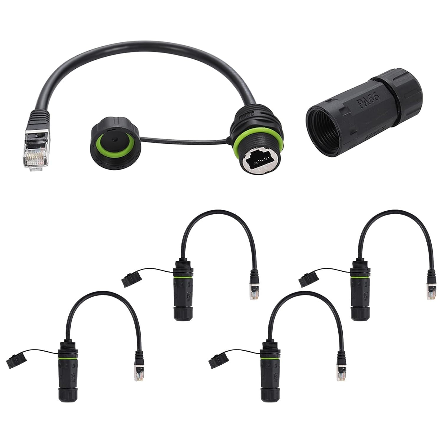 5PCS RJ45 Male to Female Waterproof Coupler, Shielded Cat5/5e/6 Ethernet LAN Cab