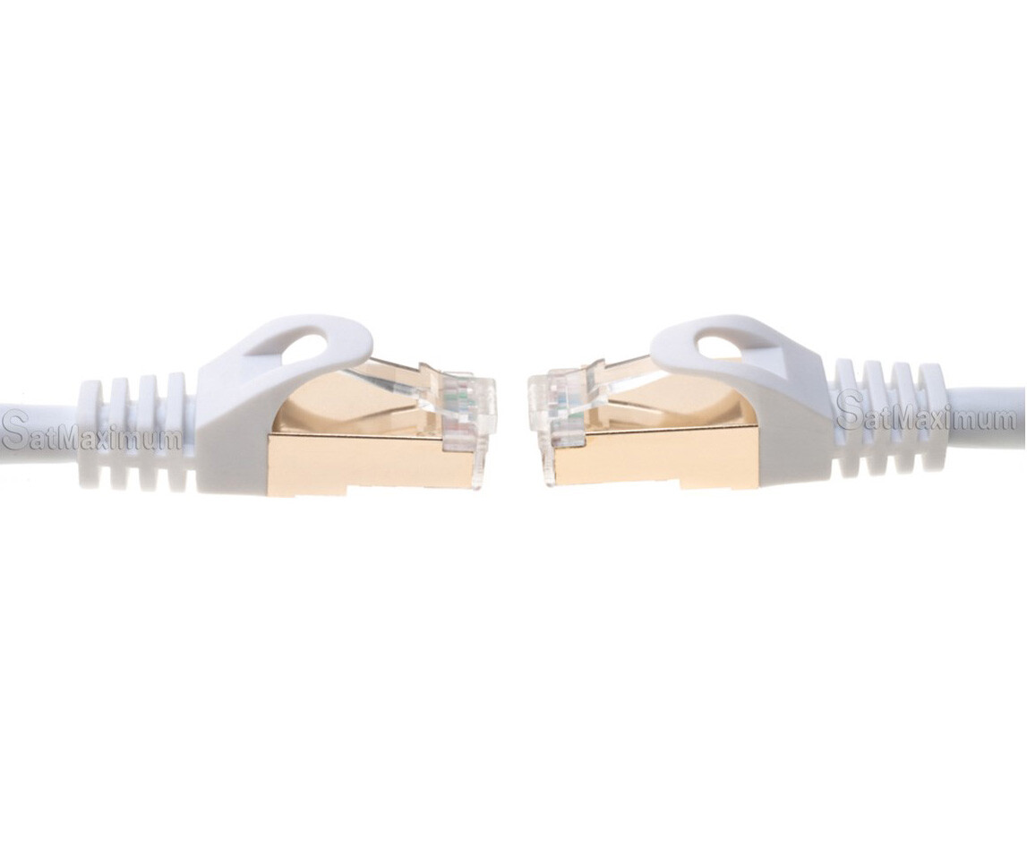 Cat7 S/FTP Ethernet Patch Cord Copper LAN Network Cable White 6ft- 20ft LOT
