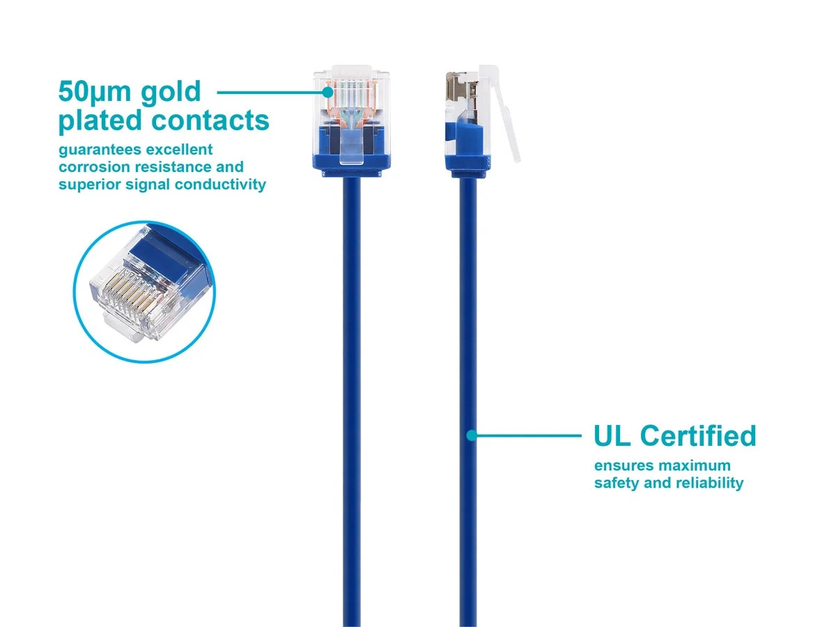 Monoprice Cat6 Ethernet Patch Cable – 0.5 Feet – Blue | Stranded, 550MHz, UTP