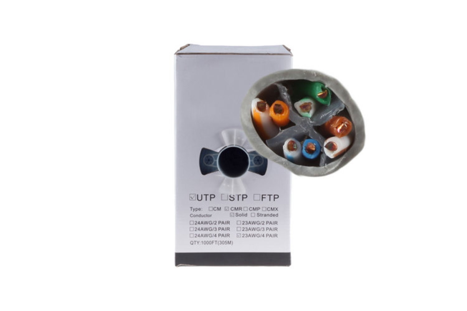 Cat6 Ethernet Cable, 1000′ Pull Box, 550MHZ UTP, Gray – Lifetime Warranty