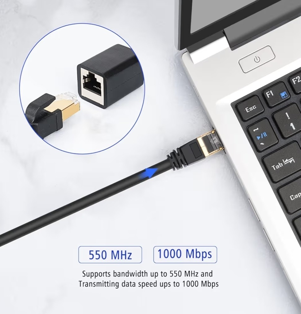 J&D Ethernet Extension Cable, Cat 6 Ethernet Extender Cable Adapter (15 Feet)…