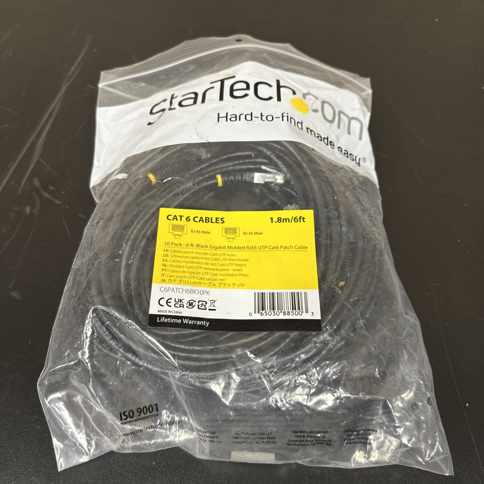 StarTech C6PATCH6BK10PK 6ft CAT6 Ethernet Cable 10 Pack – Black