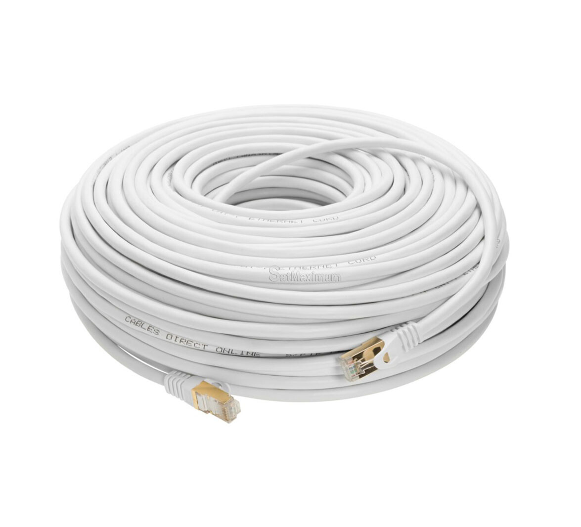 Cat7 S/FTP Ethernet Cable High Speed RJ-45 LAN Patch Cord White 25ft-200ft LOT