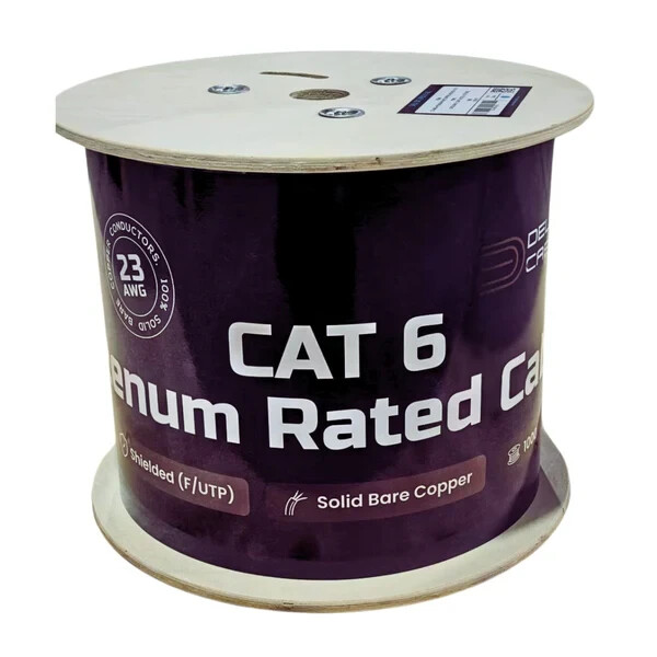 ETL LISTED CAT6 PLENUM F/UTP 100% SOLID BARE COPPER 550Mhz 1000ft CABLE in BLACK
