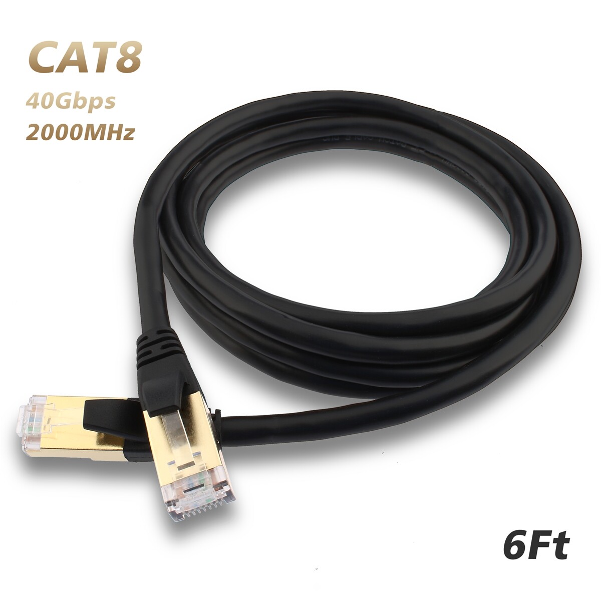 5pack Cat 8 High Speed LAN Cables w/Gold Plated RJ45 Connector Professional Lot