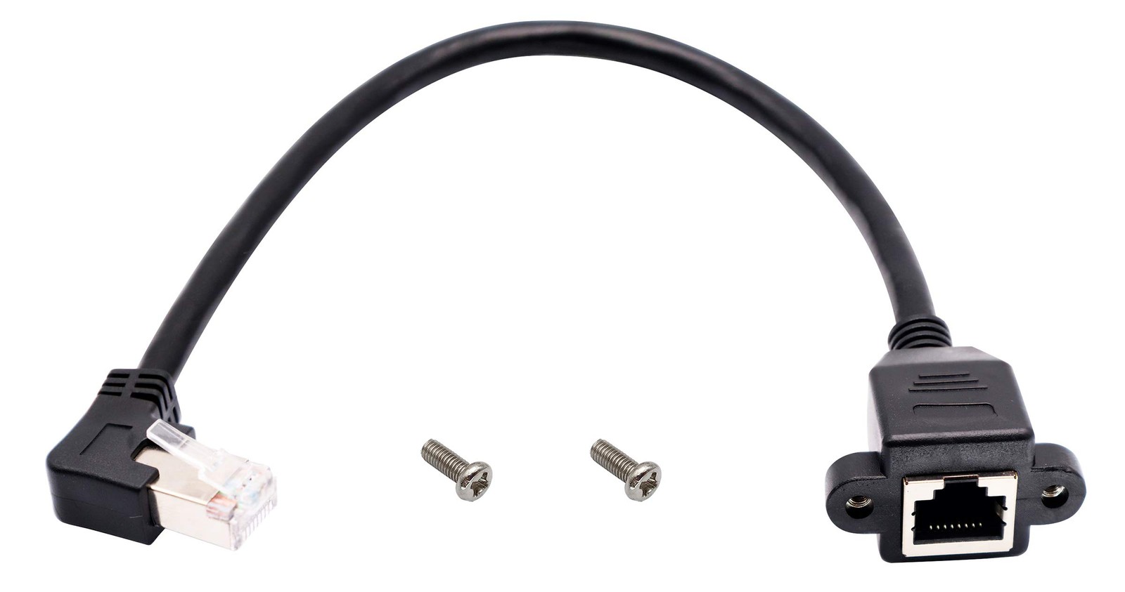 AAOTOKK 90 Degree Cat 6 Ethernet Cable Left Bend Angle RJ45 Male 1 feet,