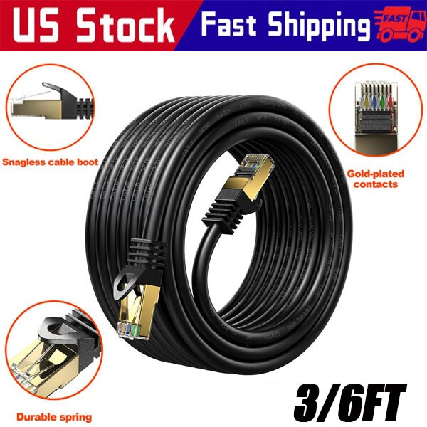 Cat 8 Ethernet RJ45 Cable Super Speed 40Gbps Patch LAN Network Gold Plated Lot