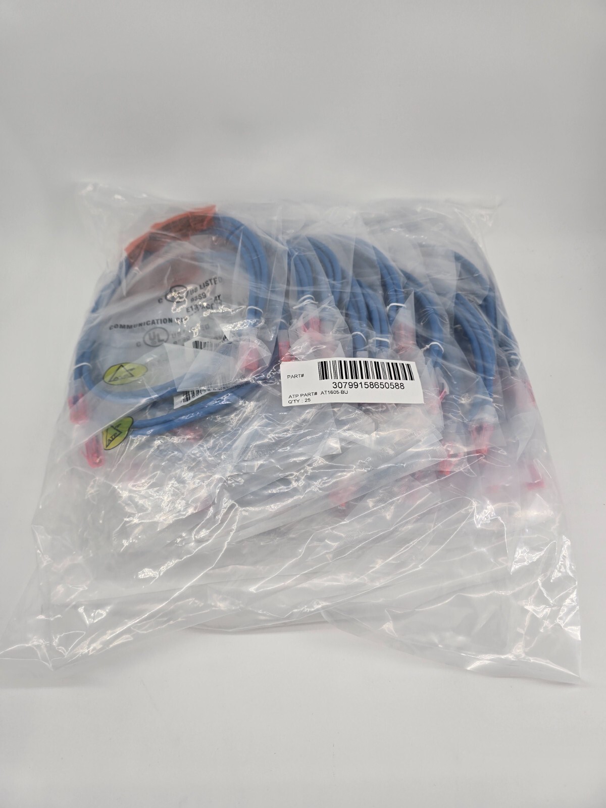 Pack of 25x Allen Tel Modular Category 6 Patch Cord 5ft CAT6 Blue AT1605-BU