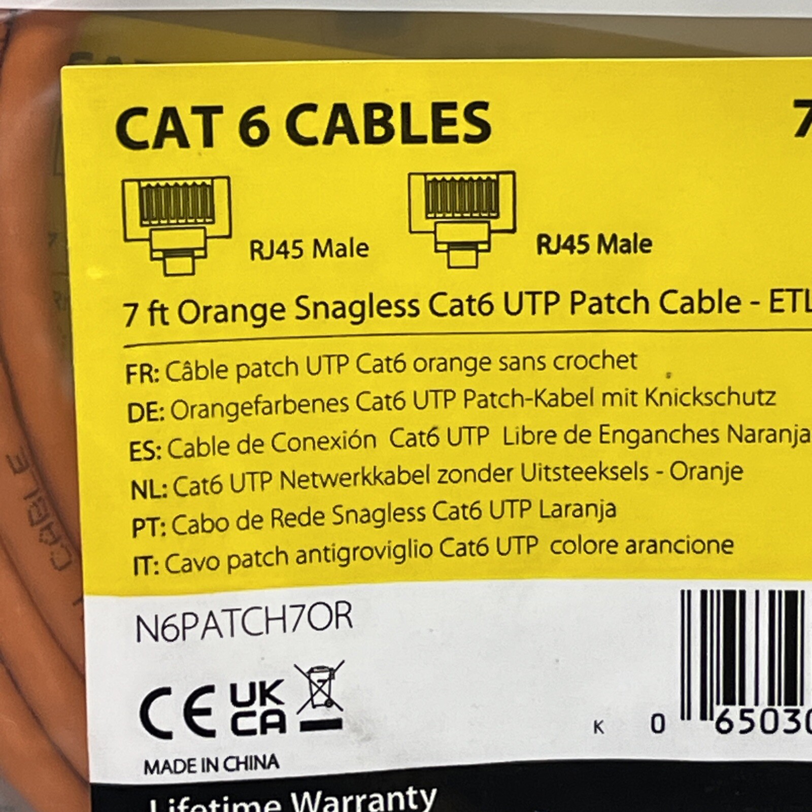 13pk StarTech N6PATCH7OR Cat6 Patch Cable Snagless RJ45 7ft Orange | USA Seller