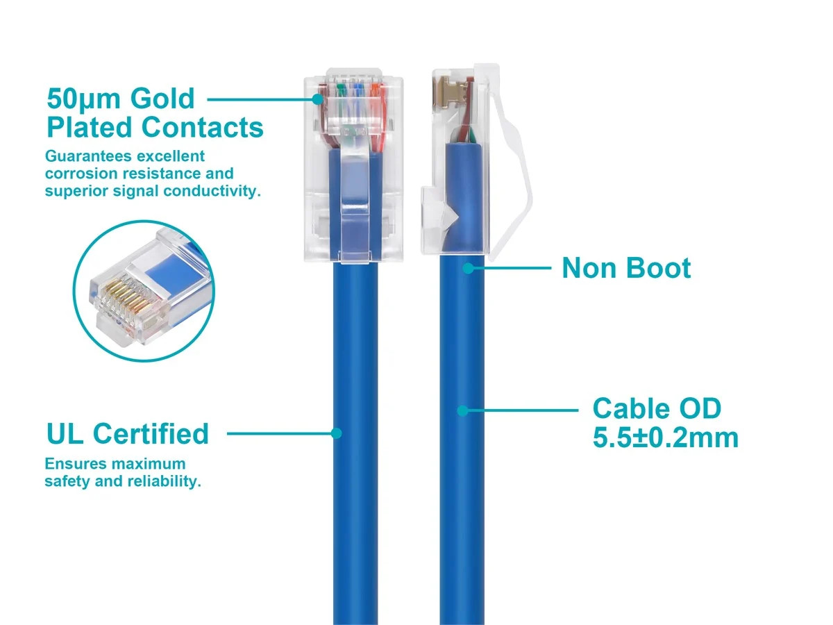 Monoprice Cat6A Patch Cable 3 Feet Blue 26AWG 10G RJ45 Non-booted Ethernet Cable