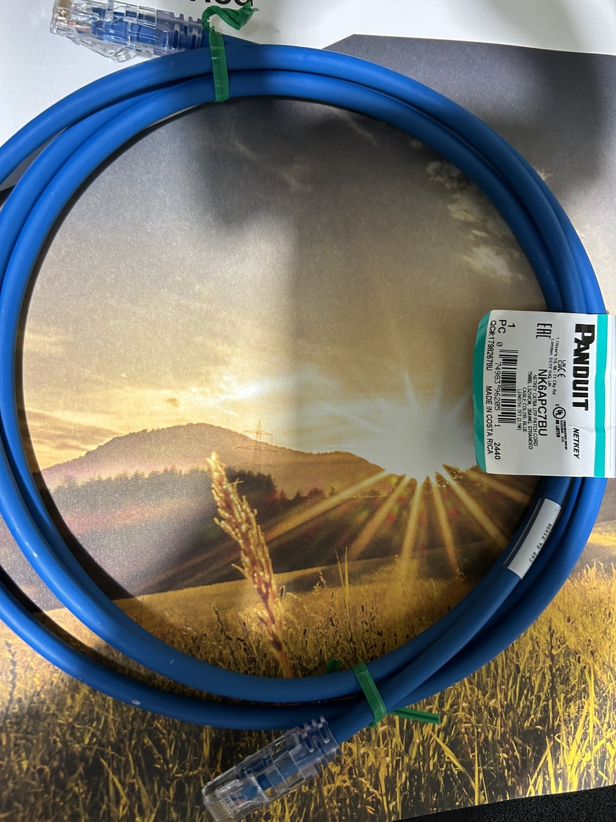 Panduit Netkey NK6APC7BU Cat6A Patch Cables 7’ Blue . Sold as 1 patch cable