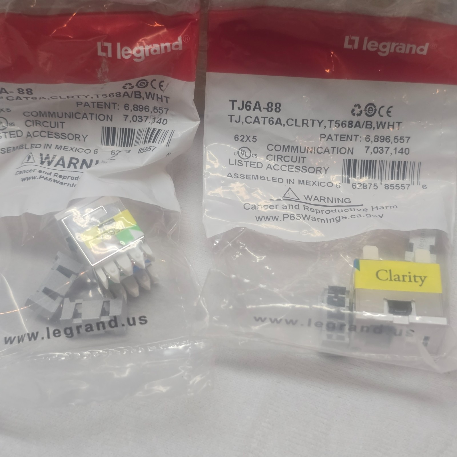 Legrand Ortronics TJ6A-88 Clarity TracJack CAT6A White Jack 12 Pack