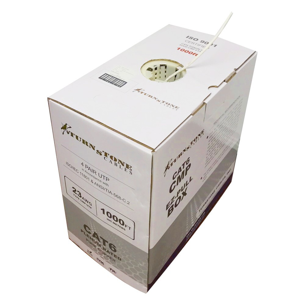 TSCables Cat6 Cable 1000ft Solid Copper 550 Mhz Ethernet Plenum White Not CCA