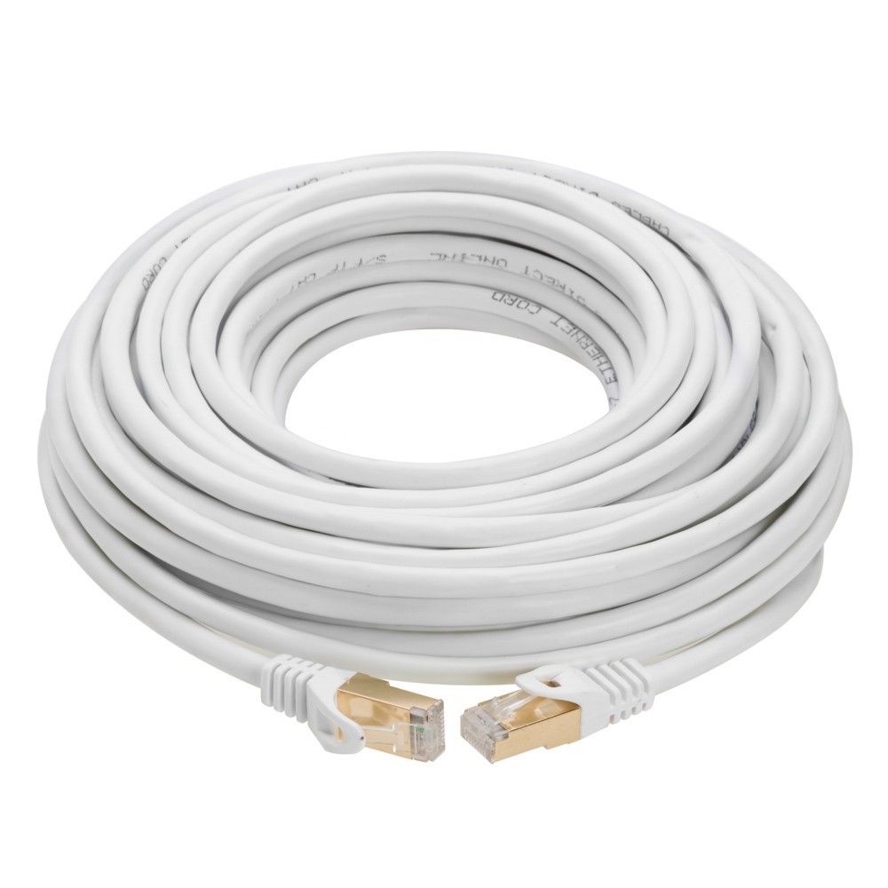 2-Pack CAT7 S/FTP Ethernet Patch Cord 600MHz Network Cable 6FT-200FT White Lot