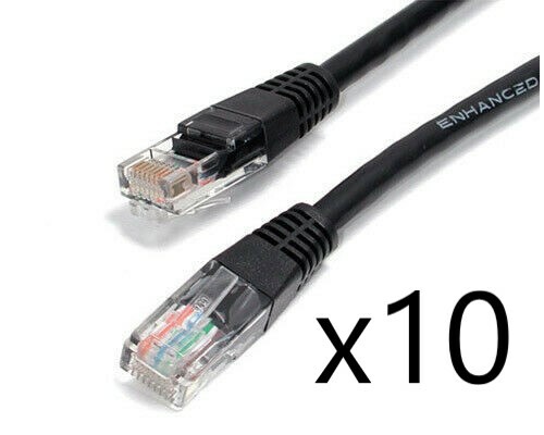 10 Pack Lot – 50ft CAT5e Ethernet Network LAN Router Patch Cable Cord Wire Black