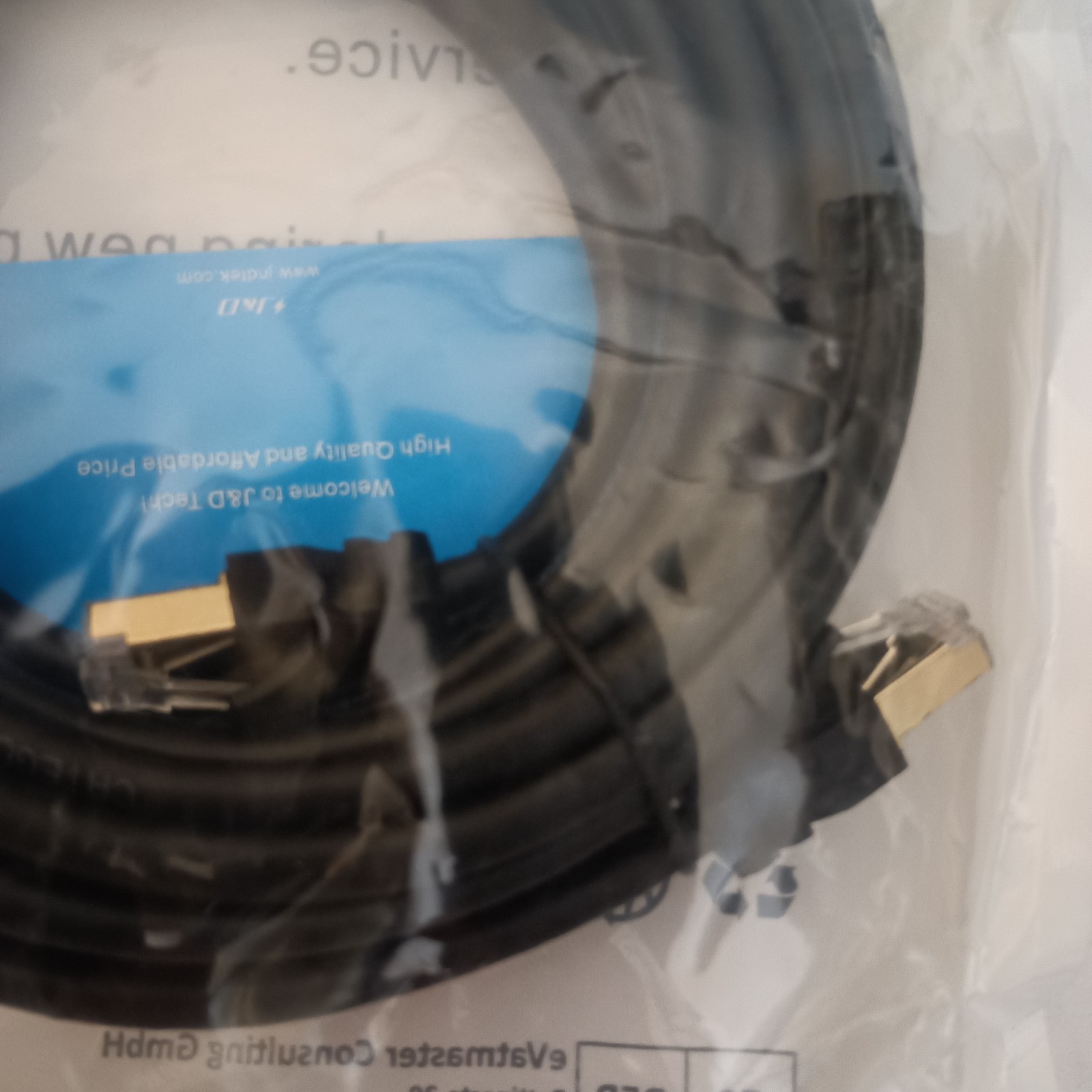 J&D Cat8 Ethernet Cable 25 ft High Speed 40Gbps 2000MHz Shielded RJ45 LAN Black