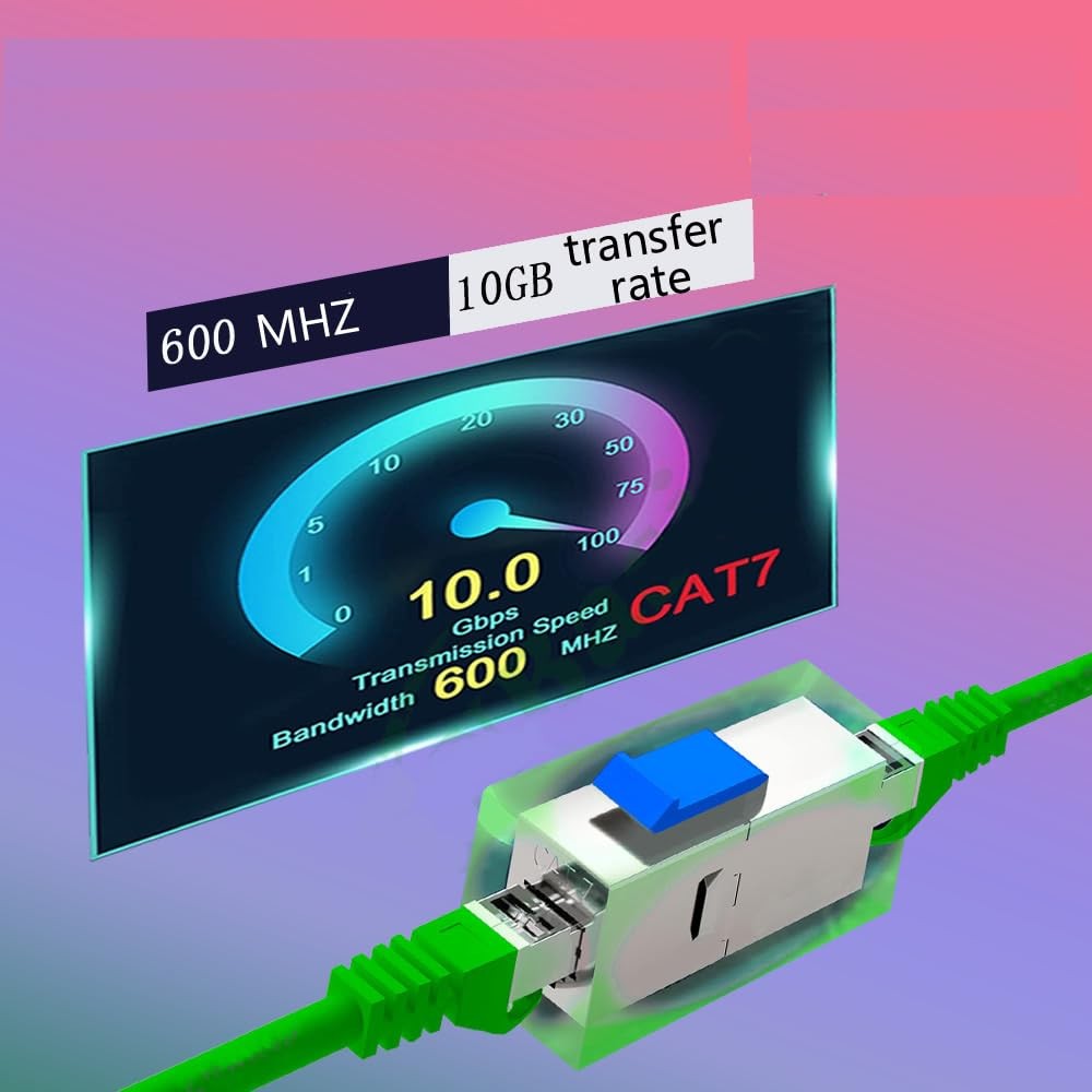 6 PCS Cat7/Cat7A RJ45 Keystone Inline Coupler Shielded 10Gbps LAN Cable
