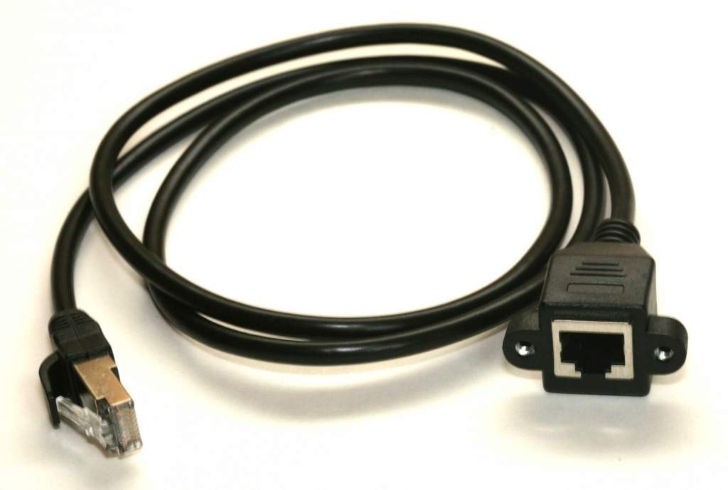 Panel Mount Cat5E Black 1Meter 40Inch Ethernet Cable RJ45 Network
