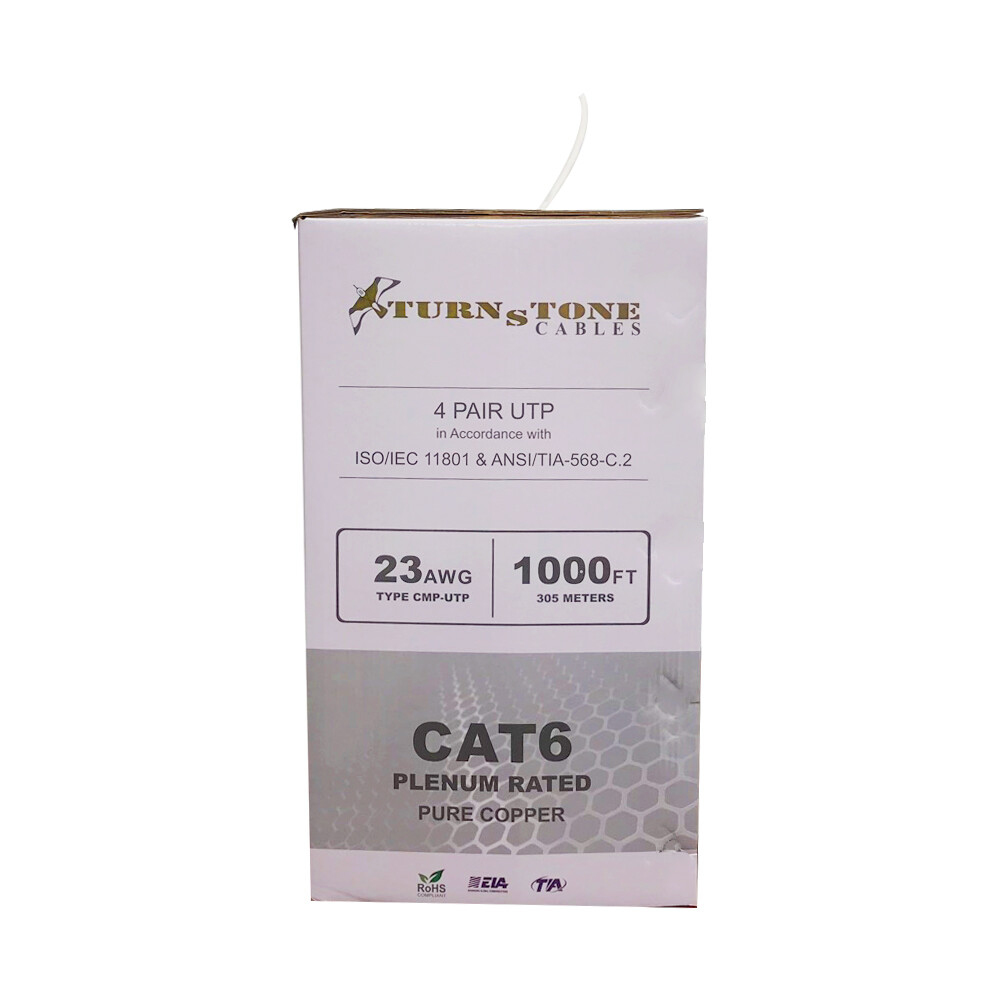 TSCables Cat6 Plenum Bare Copper 1000ft 550 Mhz CMP Cable in 10 Colors Not CCA