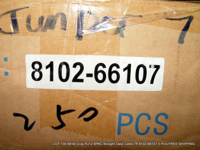 Lot of 20 New Gray RJ12 6P6C Straight Data Cables 7ft 8102-66107 FREE SHIPPING