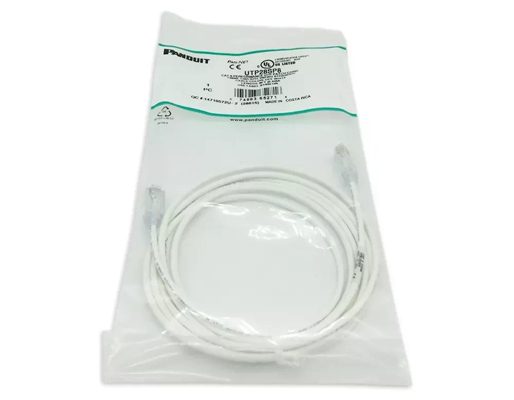New 20 Pack Slim Panduit Cat6 8ft Network Patch Cable / Cord RJ45 UTP LAN White