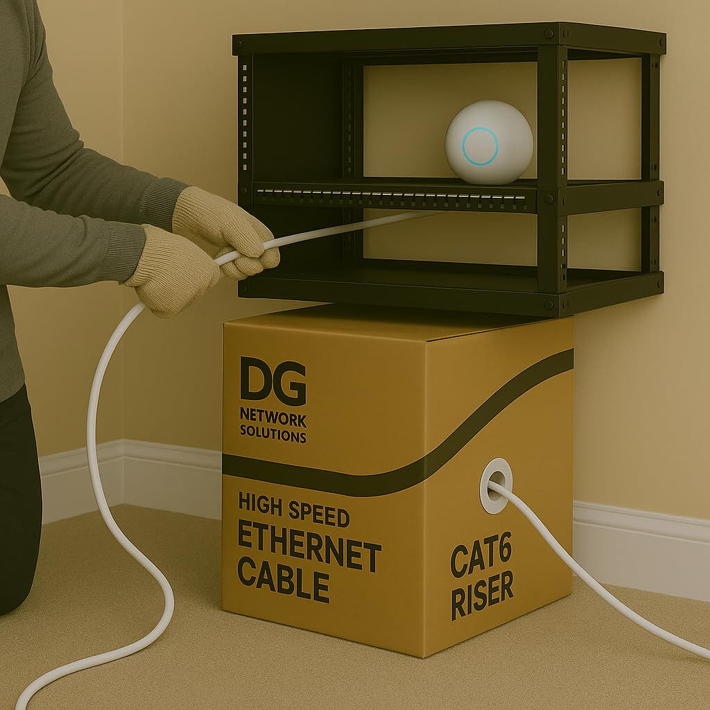 DG Cat6 Riser (CMR), 1000Ft, Unshielded, 23AWG, Solid Bare Copper, up to 10Gb Sp