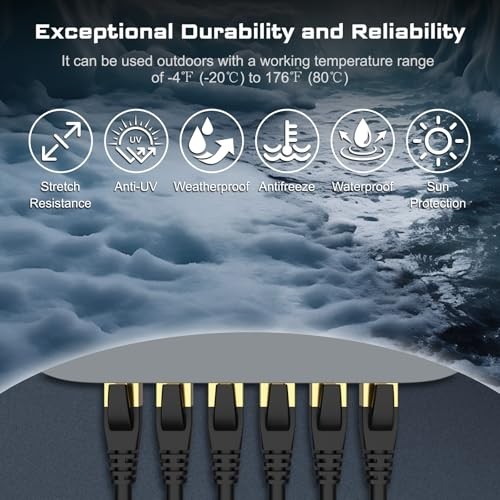 100ft High-Speed Cat7/8 Ethernet Cable 40Gbps 2000Mhz RJ45 for Router/PC