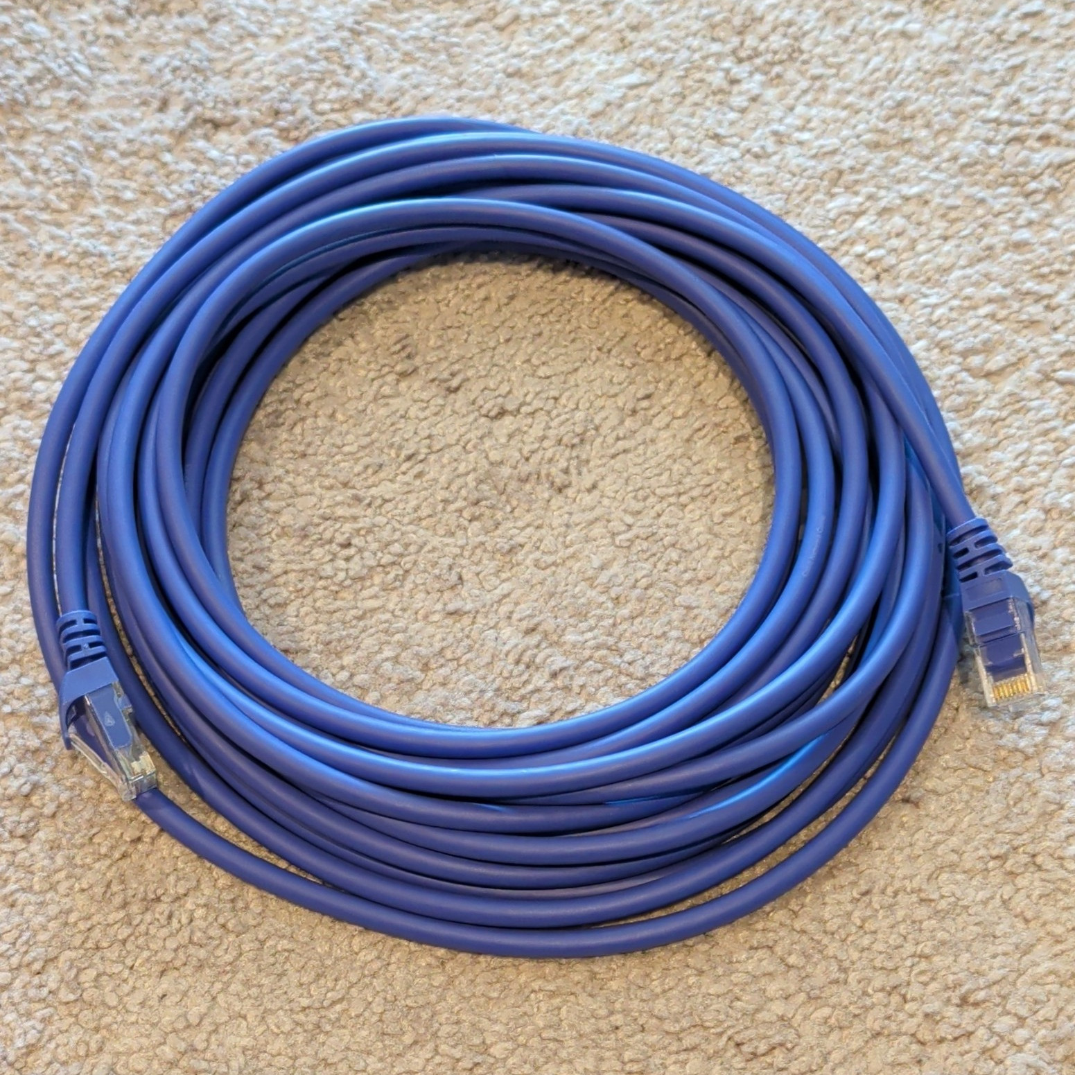 Blue Ethernet Network Cable RJ-45 Male to Male Round, More Than 14ft