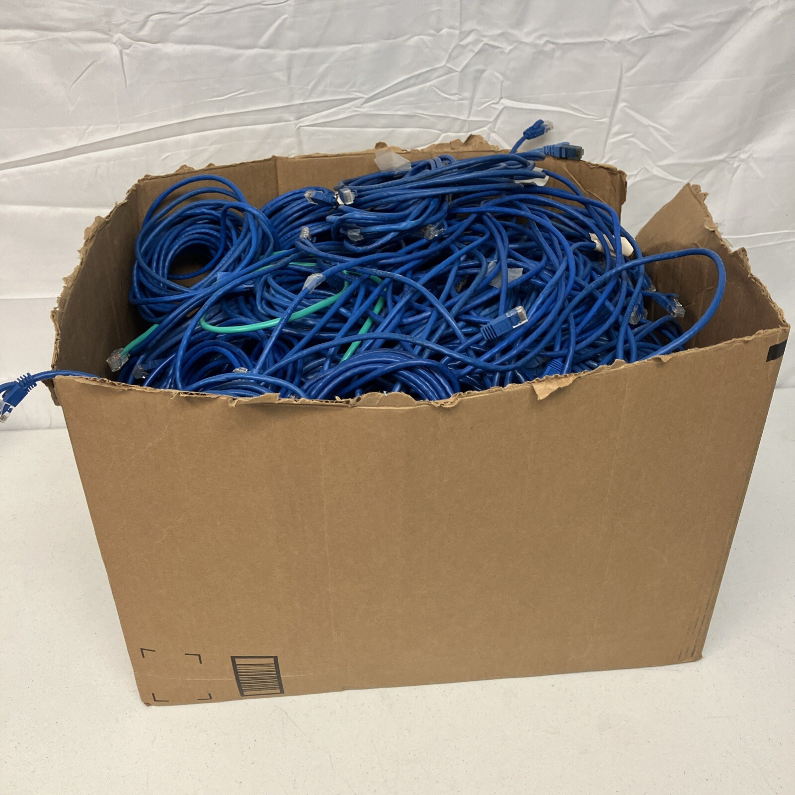 Lot Of 10 Cat 5 & 6 Cables Each About 6’ To 10’ All Blue. All Used As-IS