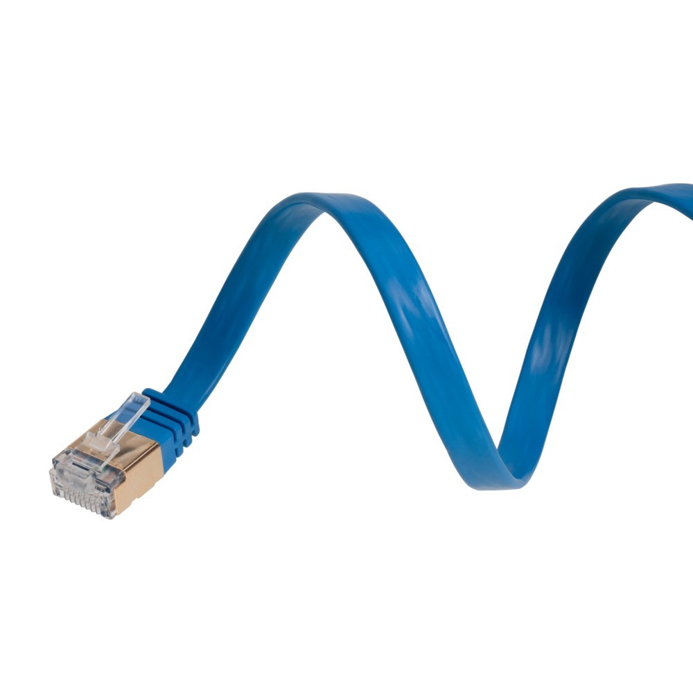 CAT7 Flat Ethernet Cable 10Gbps Network Cord 6 10 20 25 30 50 75 100 Lot Blue