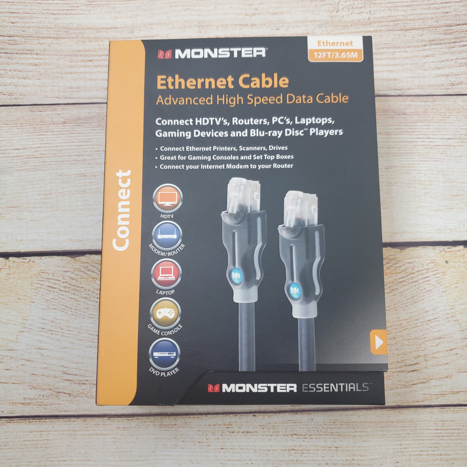 6 PACK Monster Cable High Speed CAT6 + CAT 6 + Ethernet Cable – 12′ (3.66m)