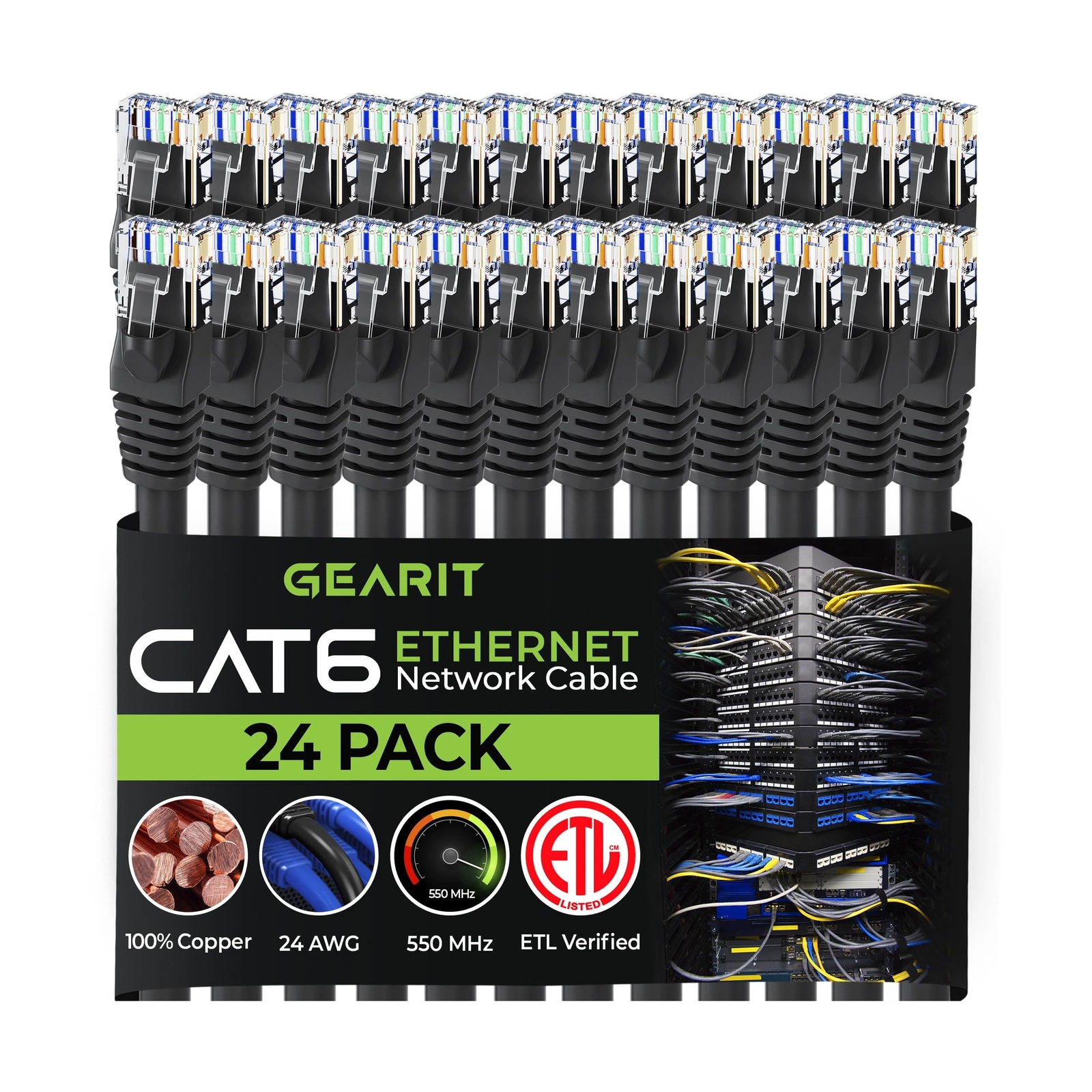 GearIT Cat 6 Ethernet Cable 1 ft (24-Pack) – Cat6 Patch Cable, Cat 6 Patch Ca…