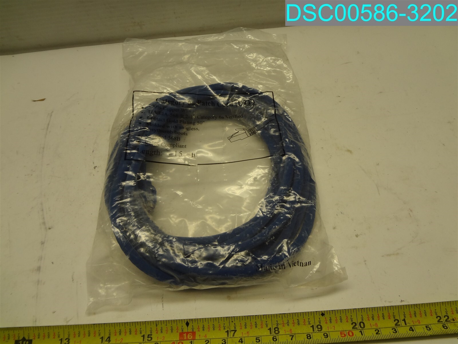 CATEGORY 6A PATCH CORD UTP BLUE 15′ TIA/EIA-568-B.2-10