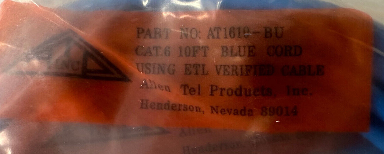 LOT OF 25 Allen Tel Modular Category 6 Patch Cord 10ft CAT6 Blue AT1610-BU