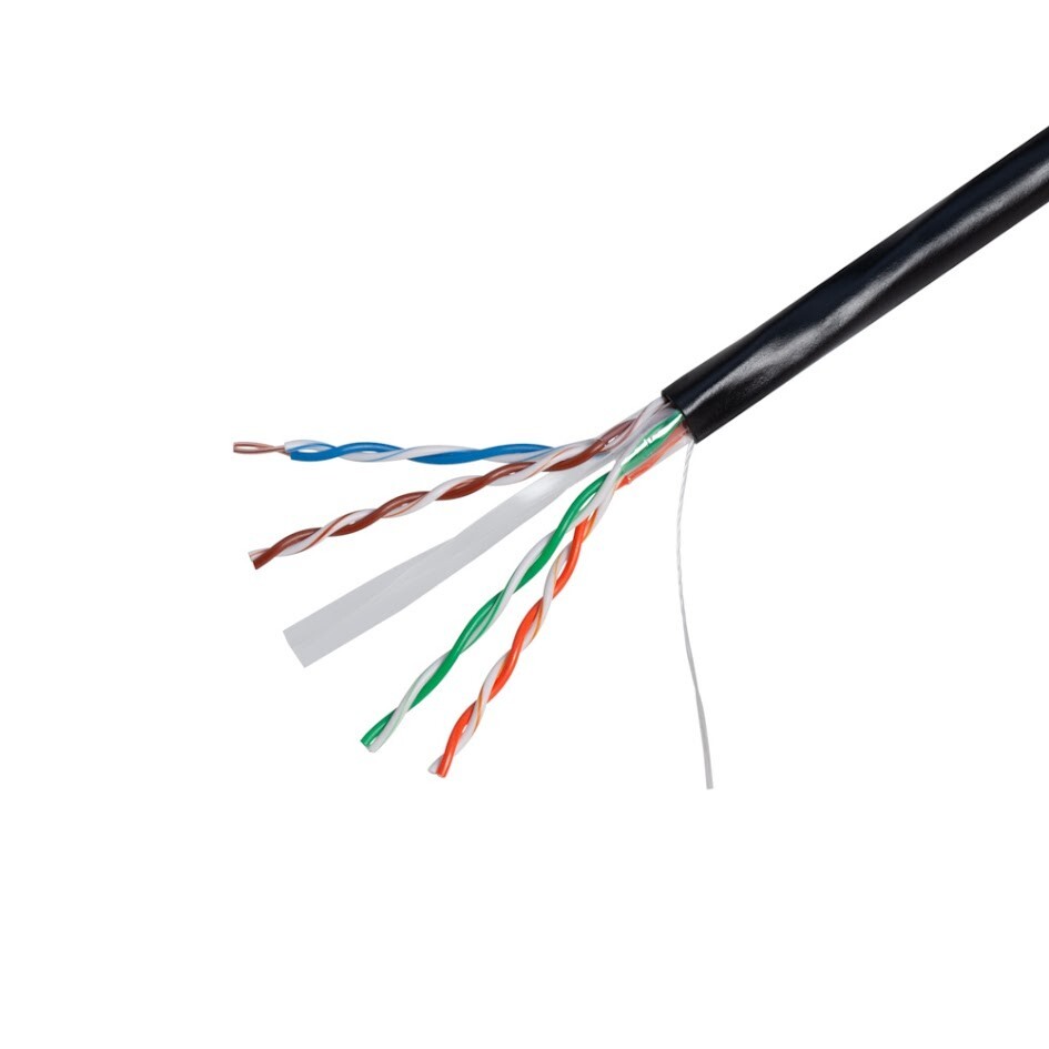 Shielded 500ft Outdoor Cat6 Ethernet Cable FTP Solid Direct Burial Black UV