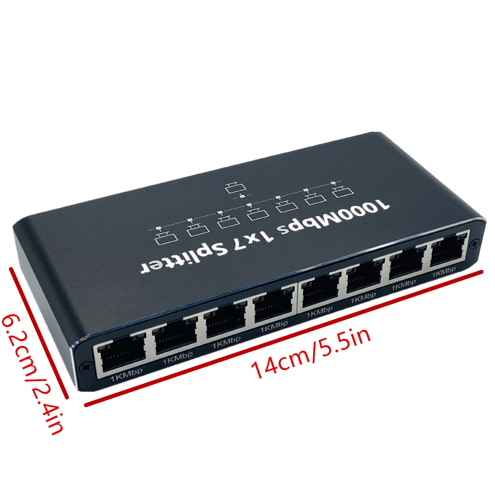 RJ45 1000Mbps Ethernet Splitter 1 to 7 Port LAN Network Switch for PC Mac Router