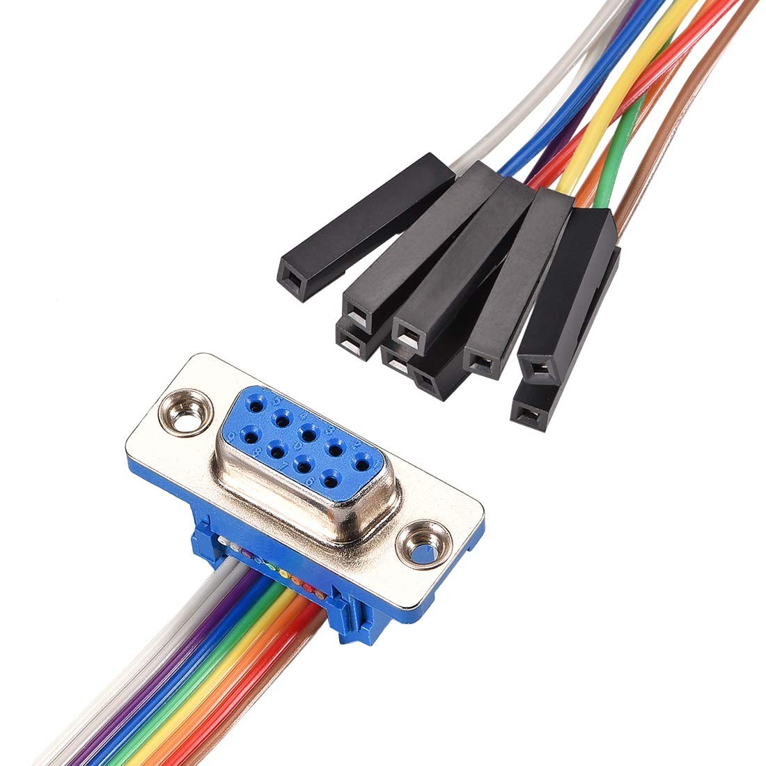 uxcell IDC Rainbow Wire Flat Ribbon Cable DB9 Female to 9P 34Pin 1.0mm Pitch