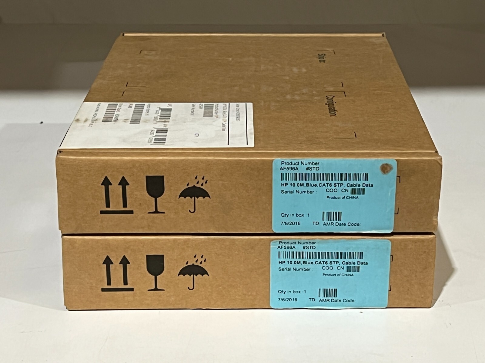 LOT OF 2 Hewlett-Packard AF596A HP 10.0M, Blue, CAT6 STP, Cable Data – Ethernet
