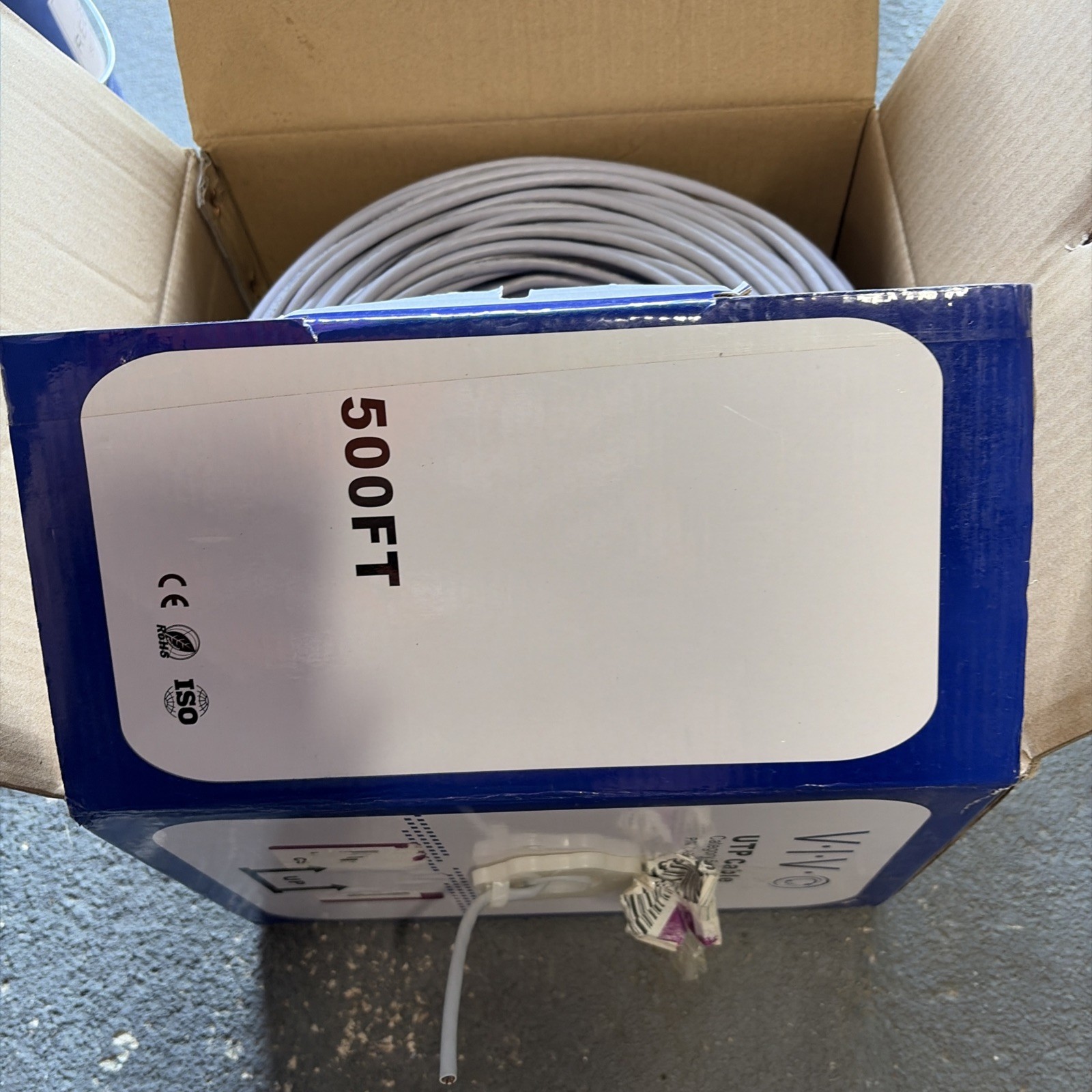 VIVO White 500ft Bulk Cat5e LAN Ethernet Cable / Wire UTP Pull Box. READ