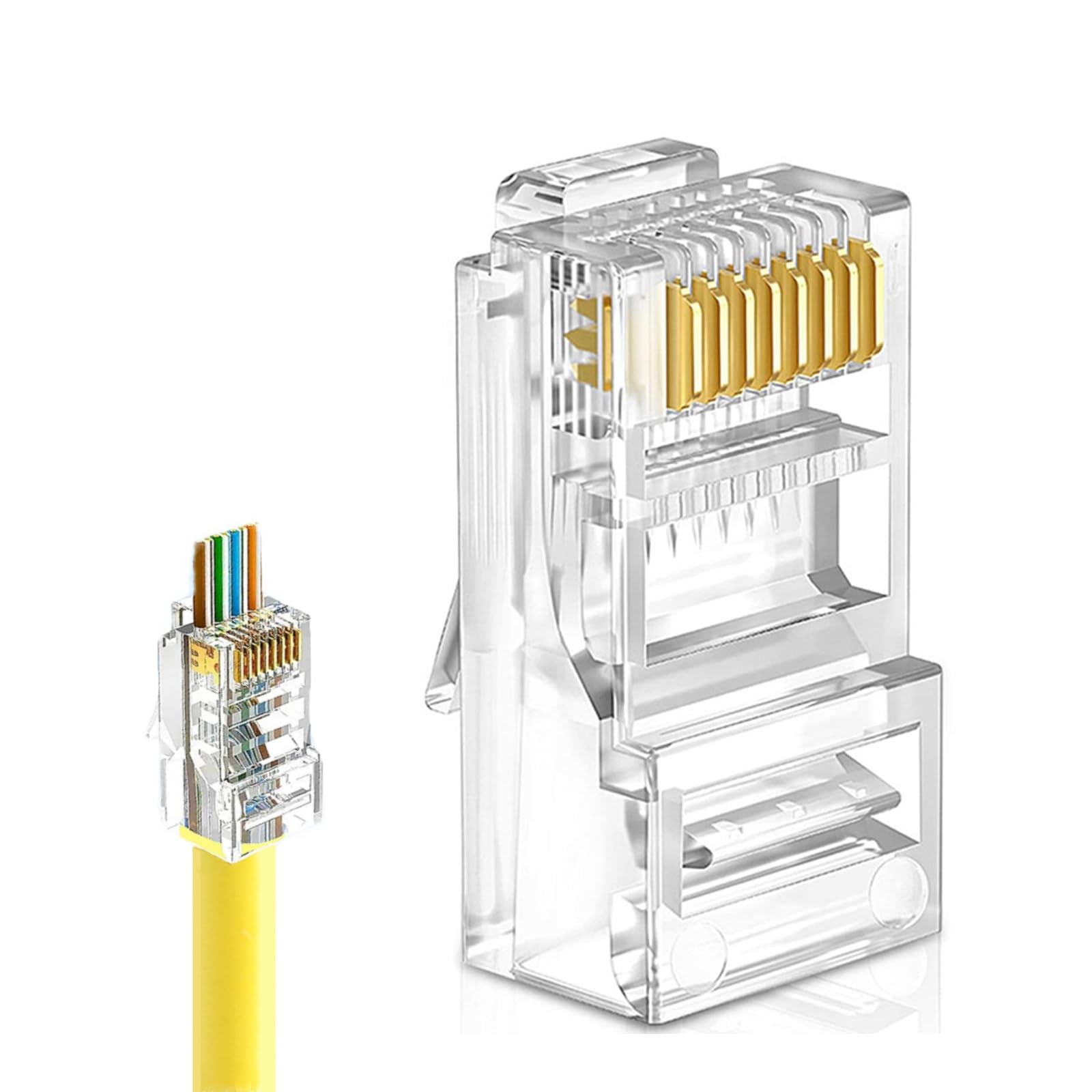 200 PCS Cat5e RJ45 Connector Pass Through Modular Plug Ethernet Male Easy