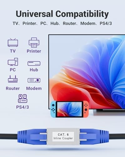Cat6 Coupler Shielded Ethernet Extender PoE 10-Pack, Female to Female RJ45