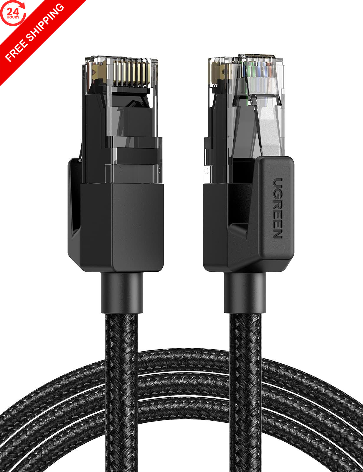 UGREEN Cat 6 Ethernet Cable 15FT, Braided, 1000Mbps 250MHz High Black
