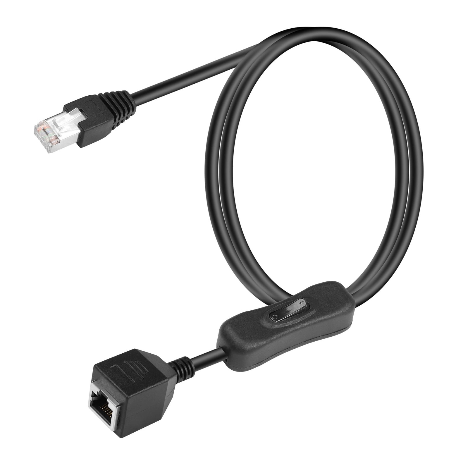 Cat6 Ethernet Cable with On/Off Switch High Speed RJ45 Male to Female Extension