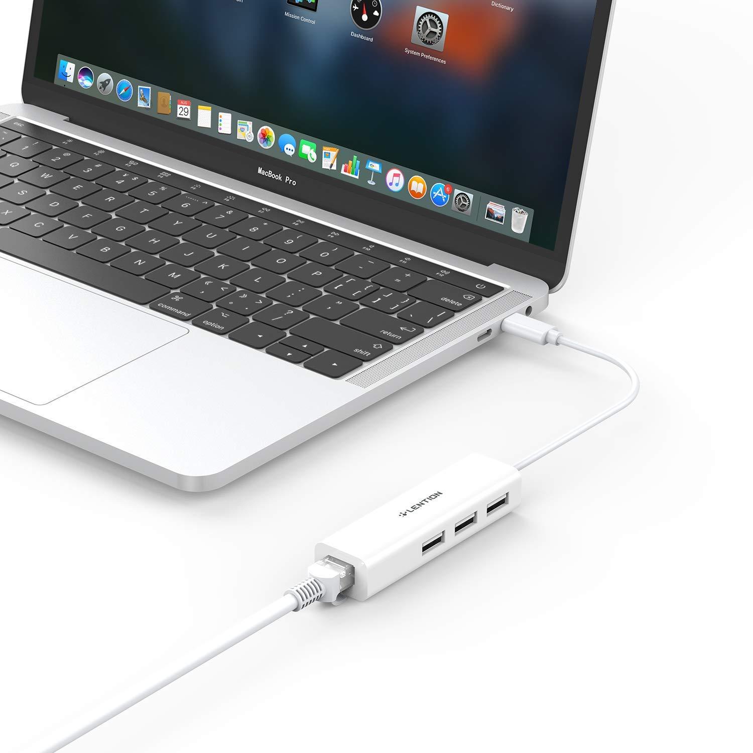 2026 Type-C to 3 USB Port Hub RJ45 Ethernet Adapter For MacBook Pro Dell/HP/Acer