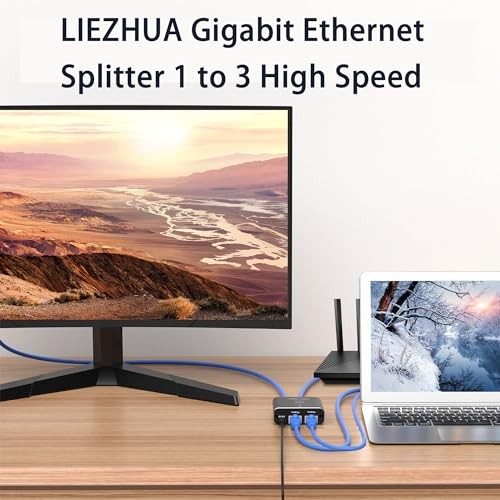 Upgrade High Speed 1000Mbps, LAN with USB Power Ethernet Splitter 1 to 3