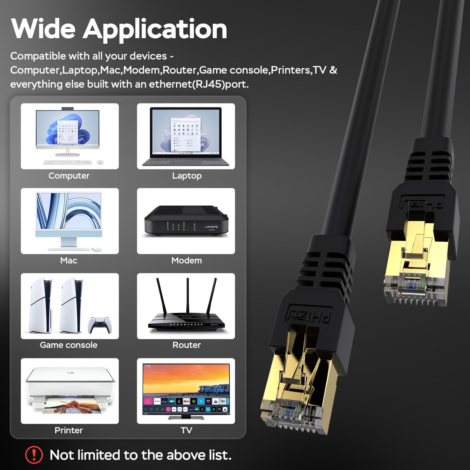 Cat7 Ethernet Cable 50ft,Cat7 3Ft 15Ft 25Ft 50Ft 100Ft 125Ft 150Ft 175Ft 200F…