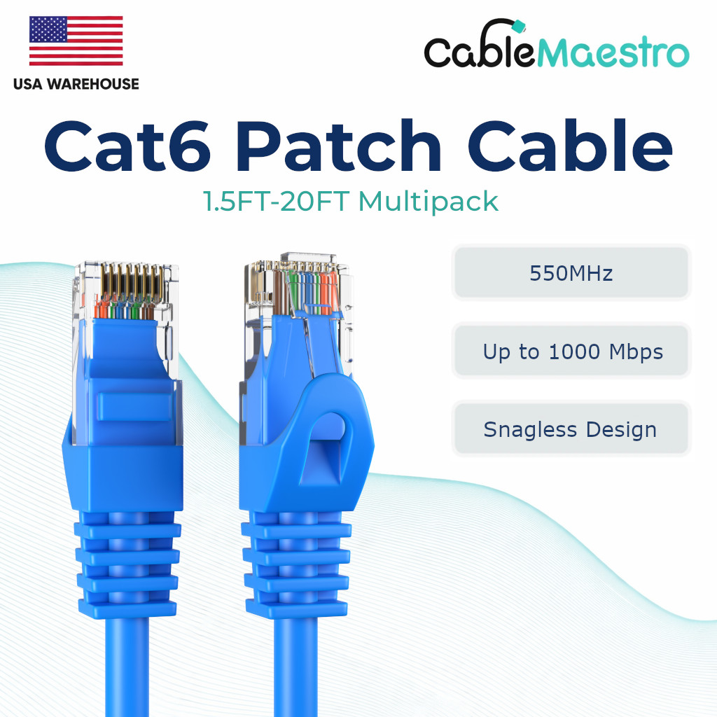 Cat6 1.5FT-20FT Ethernet LAN Network RJ45 Patch Cable Multipack LOT Blue