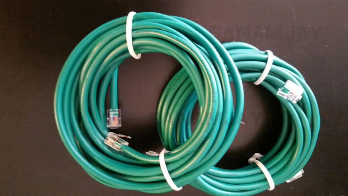 2pc 15ft. RJ11 RJ12 Green DSL Telephone Data Cable For Centurylink, AT&T,