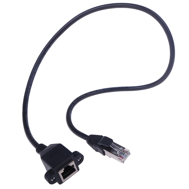 1Pc RJ45 Male to Female Screw Panel Mount Ethernet LAN Network Extension Cab.t2